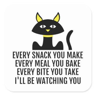 I'll Be Watching You Cute Cat Pun Square Sticker
