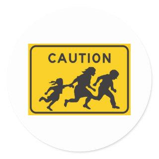 Illegal Aliens Crossing Highway Sign Classic Round Sticker