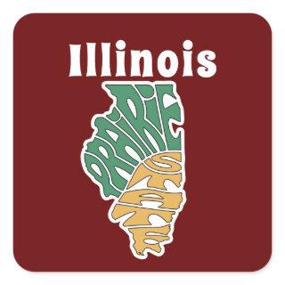 Illinois Nickname Word Art  Square Sticker