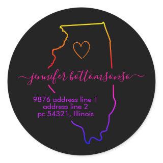 Illinois return address Signature rainbow Classic Round Sticker