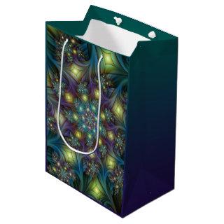 Illuminated Abstract Shiny Teal Purple Fractal Art Medium Gift Bag