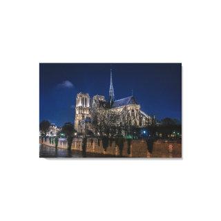 Illuminated Notre Dame de Paris Cathedral Canvas Print
