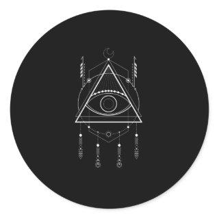 Illuminati Symbol Masonic Conspiracy Dream Catcher Classic Round Sticker