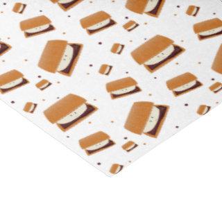 Illustrated Brown White Smiling Smore Pattern Tissue Paper