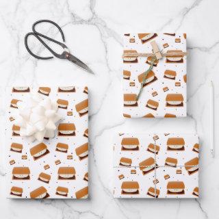 Illustrated Brown White Smiling Smore Pattern  Sheets