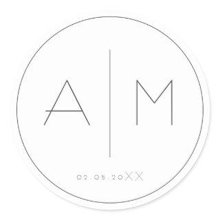 Illustrated hand drawn flower classic round sticker