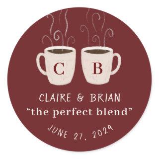 Illustrated Perfect Blend monogram Mugs Favor Classic Round Sticker