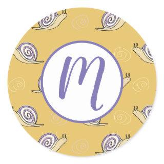 Illustrated Snails and Swirls Pattern Classic Round Sticker