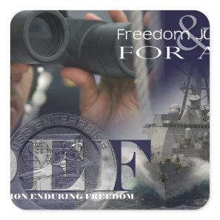 Illustration of crew members square sticker