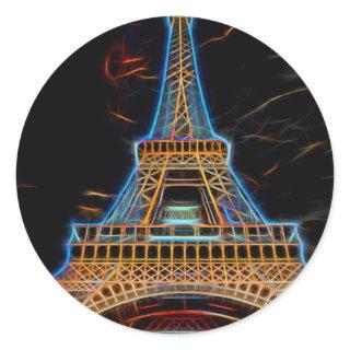 Illustration of Eiffel Tower - Paris, France Classic Round Sticker