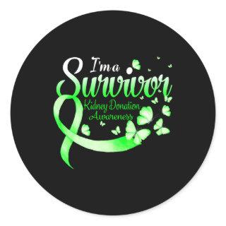 I'm A Survivor Kidney Donation Awareness Butterfly Classic Round Sticker