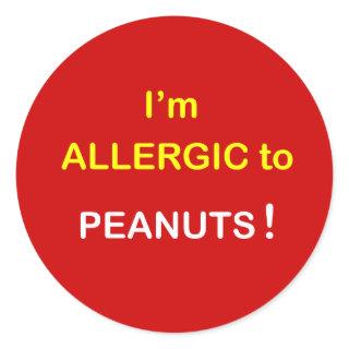I'm Allergic - PEANUTS. Classic Round Sticker
