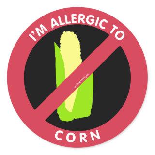 I'm Allergic To Corn Food Allergy Symbol Kids Classic Round Sticker