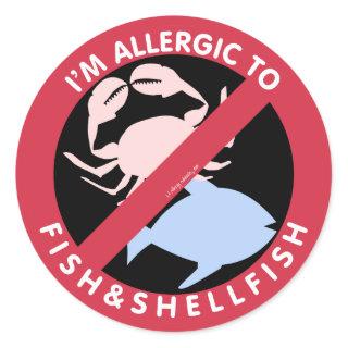 I'm Allergic To Shellfish Fish Allergy Symbol Kids Classic Round Sticker