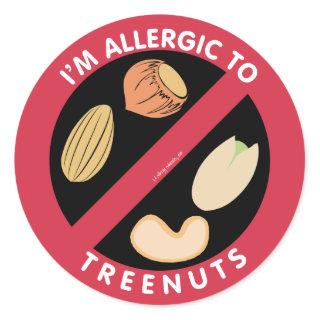 I'm Allergic To Tree Nuts Food Allergy Symbol Kids Classic Round Sticker