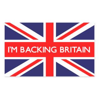 I'm Backing Britain On British Flag Rectangular Sticker