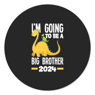 I'm Going To Be A Big Brother 2024 Dinosaur Dino Classic Round Sticker