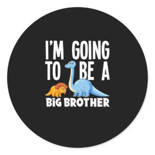 I'm Going To Be A Big Brother Dinosaur Dino Classic Round Sticker