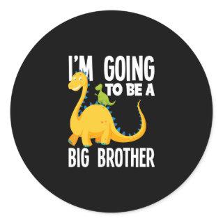 I'm Going To Be A Big Brother Dinosaur Dino Classic Round Sticker