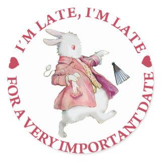 I'm Late, I'm Late For a Very Important Date! Classic Round Sticker