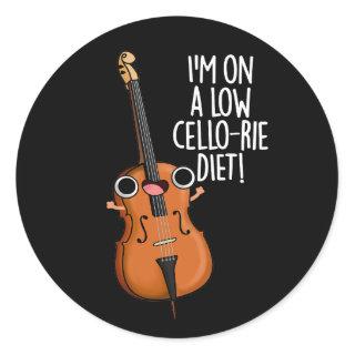 I'm On A Low Cello-rie Diet Cello Pun Dark BG Classic Round Sticker