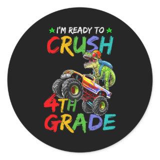 I'm Ready To Crush 4th Grade Monster Truck Classic Round Sticker