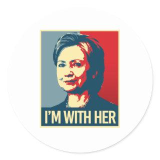 i'm with hillary poster - -  classic round sticker