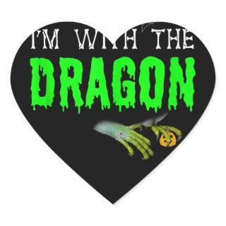Im With The Dragon Funny Couple Halloween Cosplay Heart Sticker