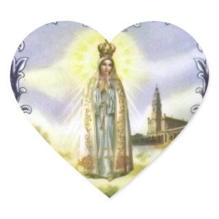 Image of the apparition Our Lady of Fatima Heart Sticker