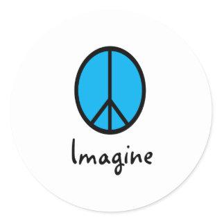 Imagine BLUE peace symbol Classic Round Sticker