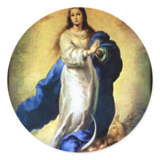 Immaculate Conception of Virgin Mary - Murillo Classic Round Sticker