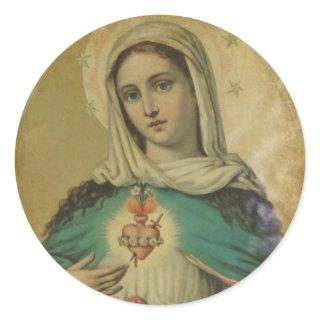 Immaculate Heart of Mary  Sorrowful Mother Classic Round Sticker