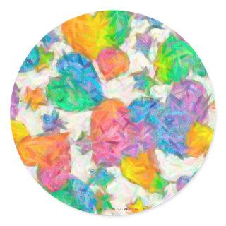 Impressionist Pastel Valentine Hearts Classic Round Sticker
