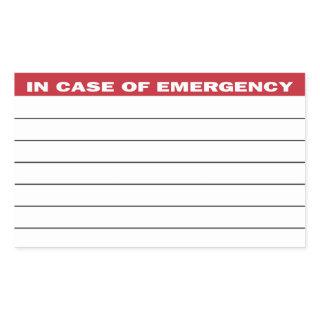 In Case of Emergency Information Sticker