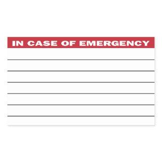 In Case of Emergency Information Sticker