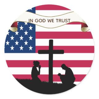 In God We Trust Pray America Custom Shape Sticker