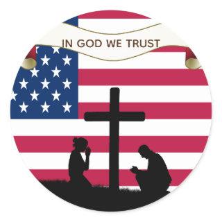 In God We Trust Pray America Custom Shape Sticker