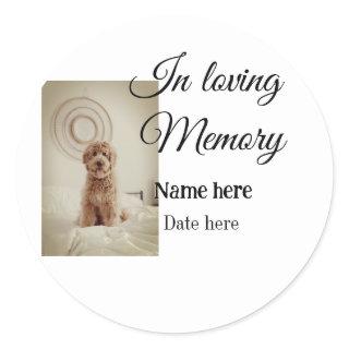 In loving memory memorial keepsake add pet name classic round sticker