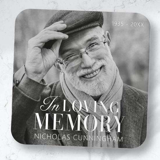 In Loving Memory Modern Elegant Photo Memorial Square Sticker