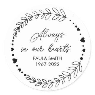In Memory Of.  Funeral Gift Classic Round Sticker