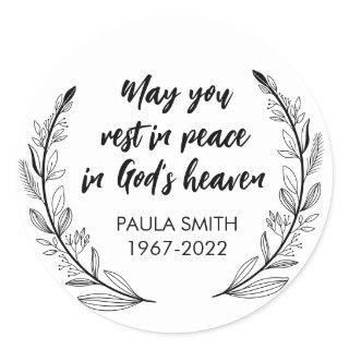 In Memory Of. May you rest in peace in God's.... Classic Round Sticker