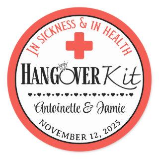 In Sickness & Health Wedding Hangover Kit Red|Blk Classic Round Sticker