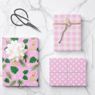 In the Pink Tropical Pups Gift Wrap Set of 3