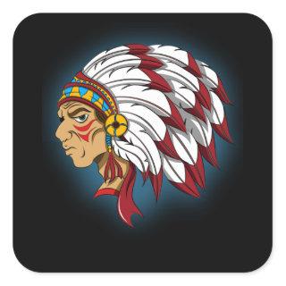 Indian Chieftain Native American Art Native Blood Square Sticker