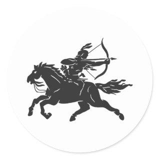 Indian riding horse - Choose background color Classic Round Sticker
