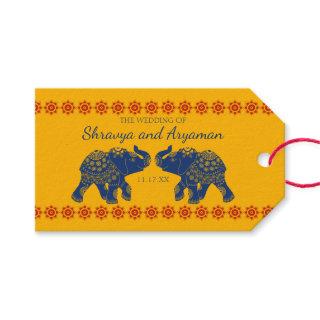 Indian Themed Elephants in Royal Blue Wedding  Gift Tags