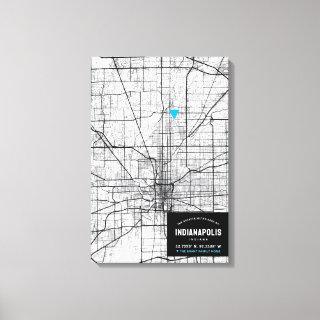 Indianapolis City Map + Mark Your Location Canvas Print