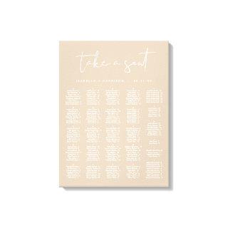 INDIE Modern Bohemian Beige Alphabetical Seating Canvas Print