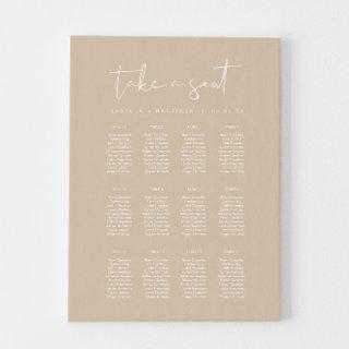 INDIE Modern Bohemian Beige Wedding Seating Chart Canvas Print