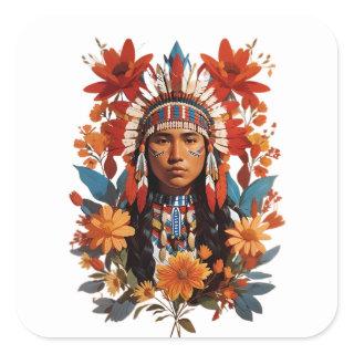 Indigenous Peoples' Day: Native American Artwork Square Sticker